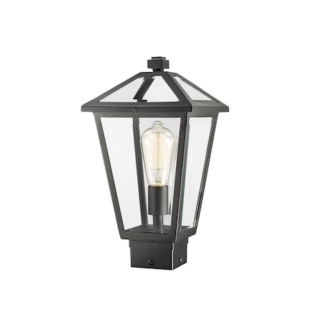 Z-Lite Talbot 1 Light Outdoor Post Mount Fixture, Black & Clear Beveled 579PHMS-BK